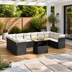 Concise 11 Piece Garden Sofa Set with Adjustable Table
