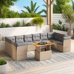 11-Piece Beige Garden Sofa Set for Outdoor Enjoyment