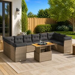 Concise 11-Piece Outdoor Garden Sofa Set in Grey