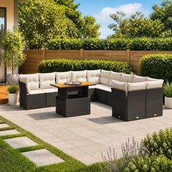 11 Piece Modular Garden Sofa Set in Black