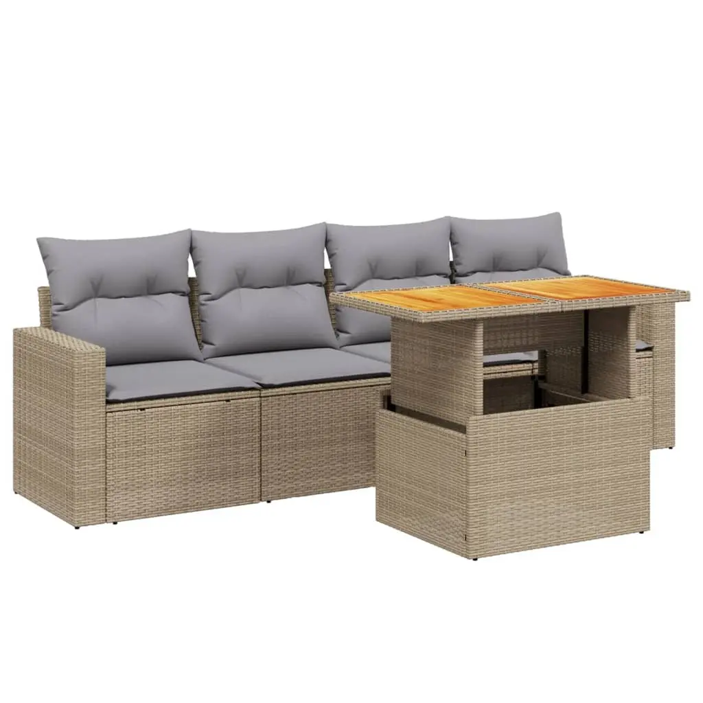 5-Piece Outdoor Sofa Set with Removable Cushion Covers