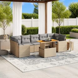 8 Piece Outdoor Sofa Set with Beige Cushions