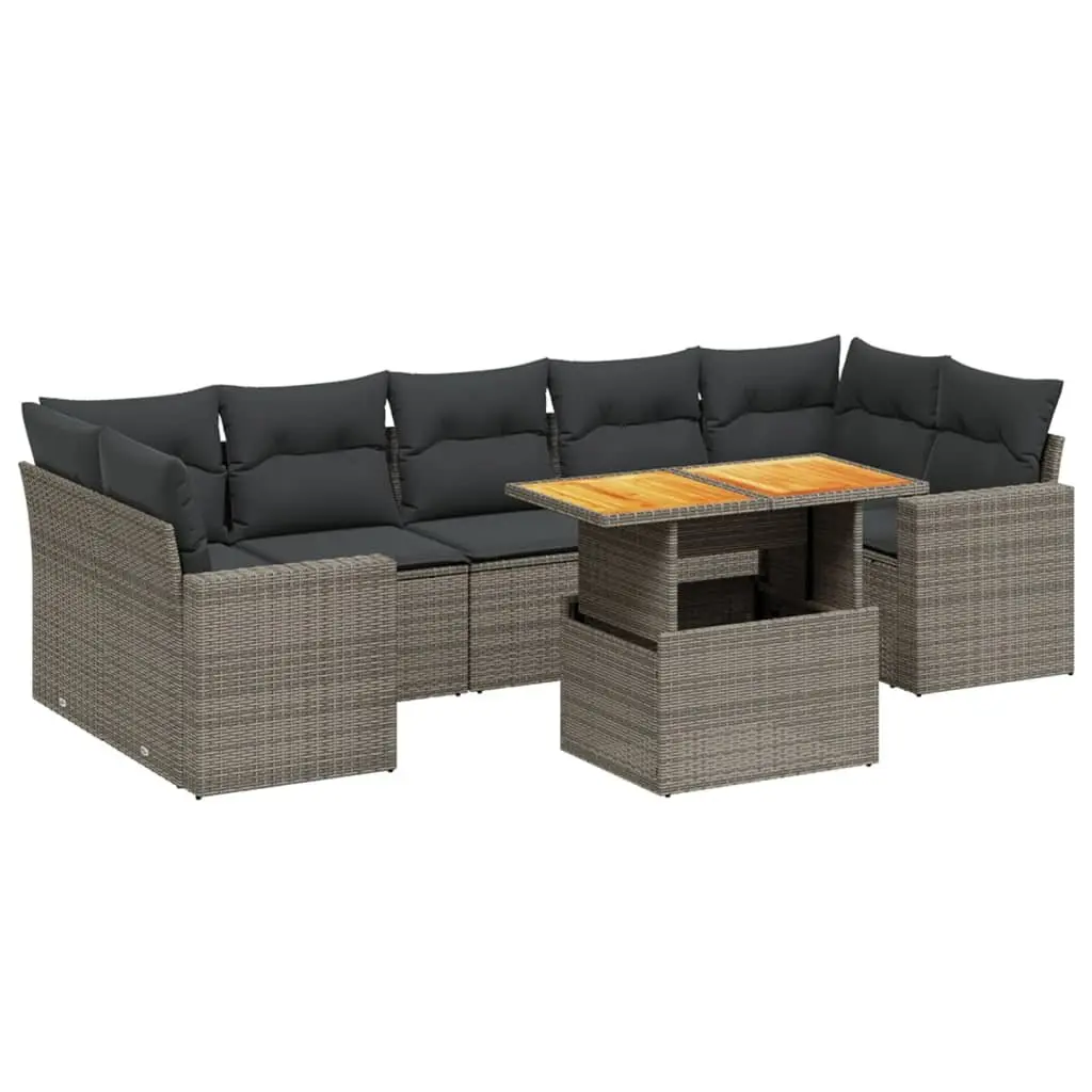 Garden Sofa Set 8 Piece Outdoor Furniture Patio Lounge Grey Poly Rattan Modular