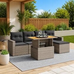 Compact and Stylish 6 Piece Grey Modular Sofa Set for Outdoors