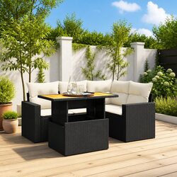 5-Piece Outdoor Sofa Set in Black