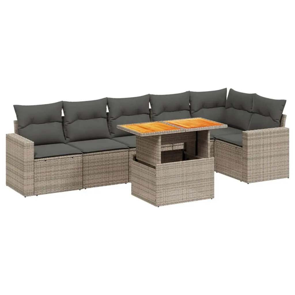 Garden Sofa Set Grey 7 Piece Outdoor Furniture Patio Lounge with Cushions