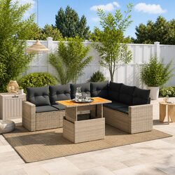 Concise 7 Piece Garden Sofa Set in Grey