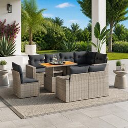 9 Piece Grey Garden Sofa Set for Outdoor Use