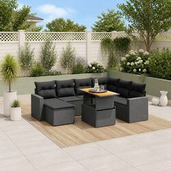 8-Piece Black Modular Sofa Set for Outdoor Enjoyment