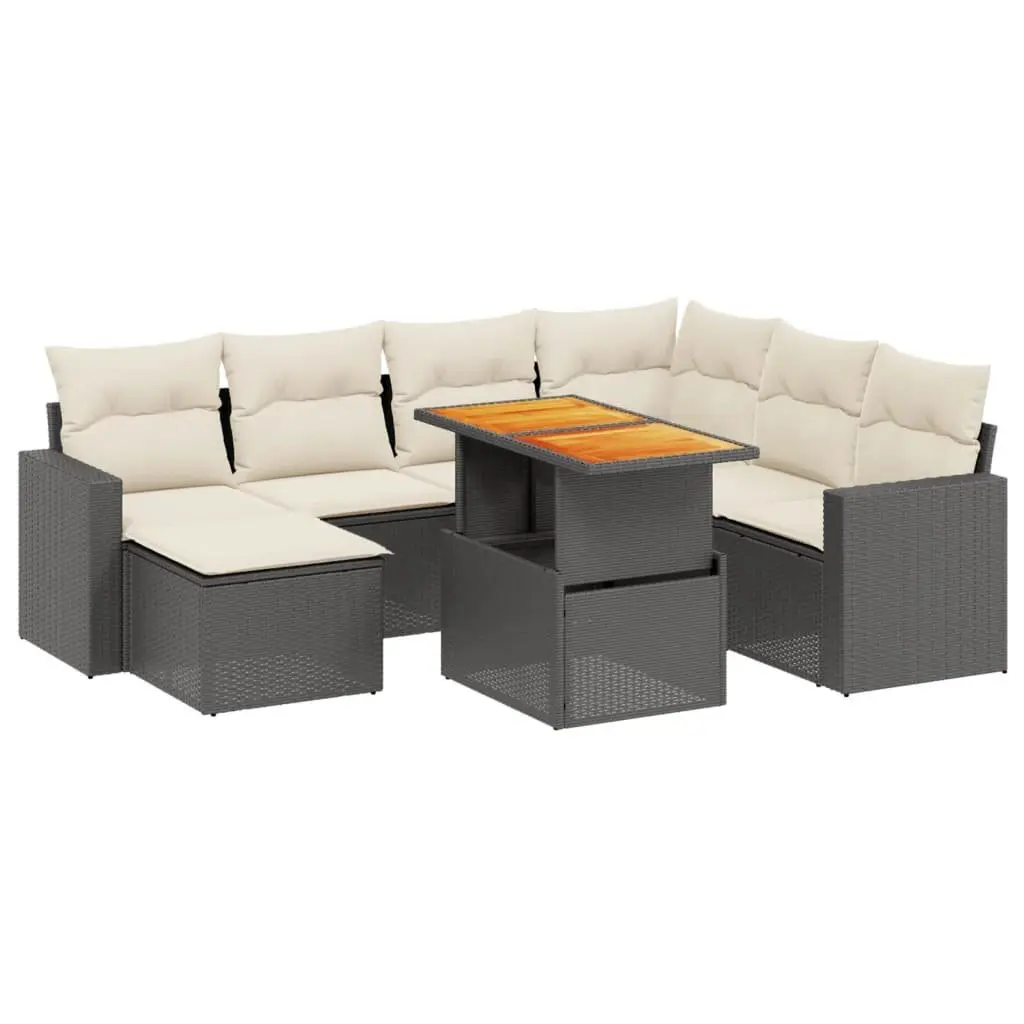 8 Piece Garden Sofa Set Outdoor Furniture Patio Seating Black Poly Rattan