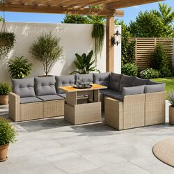 10 Piece Outdoor Sofa Set with Cushions