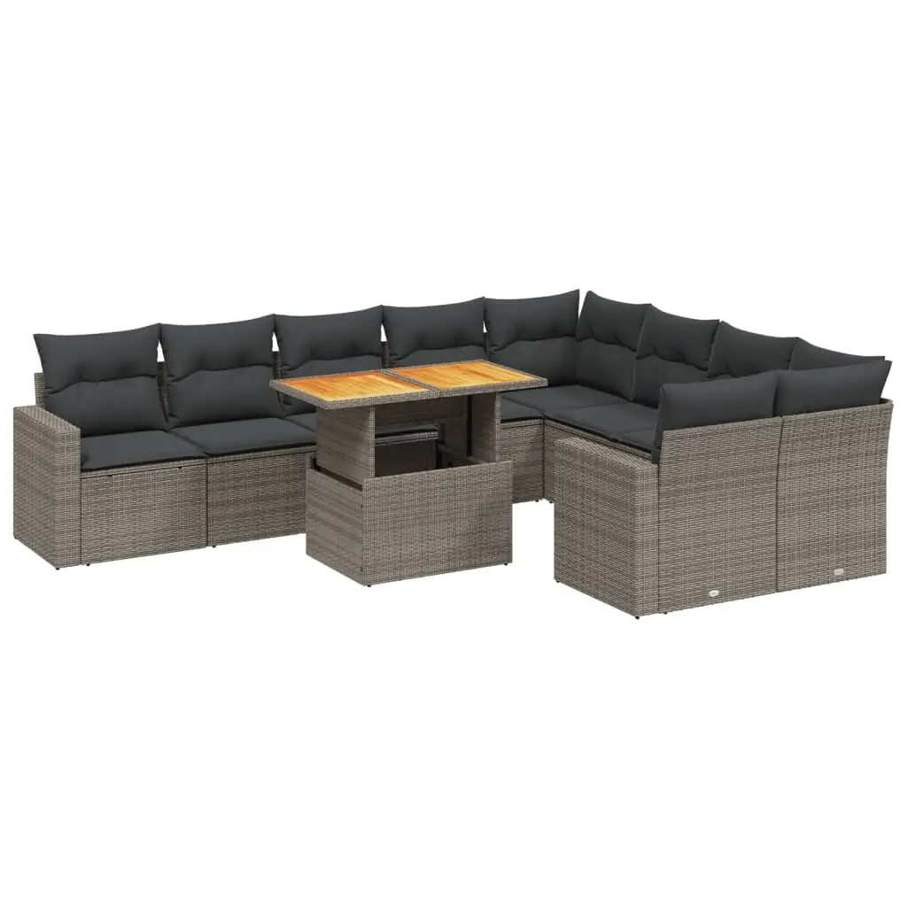 Garden Sofa Set 10 Piece Outdoor Furniture Grey Poly Rattan Modular Patio Lounge