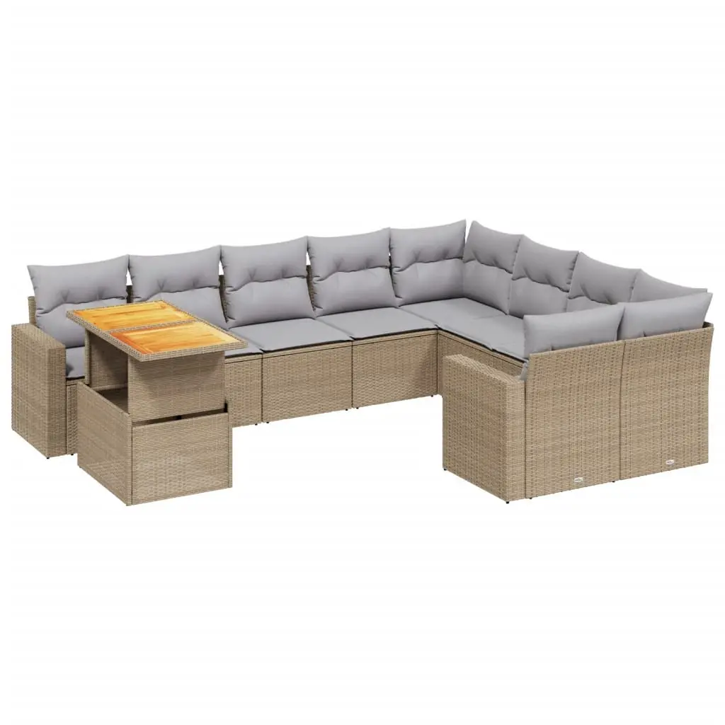 Outdoor Garden Sofa Set 10 Piece Patio Furniture with Cushions Beige Modular