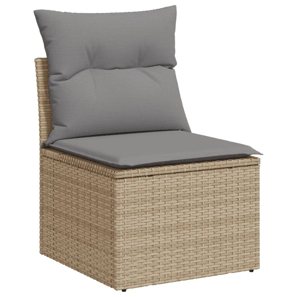 Garden Sofa Set 11 Piece Outdoor Furniture Beige Poly Rattan Patio Lounge