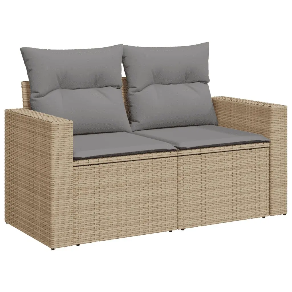 Garden Sofa Set 11 Piece Outdoor Furniture Beige Poly Rattan Patio Lounge
