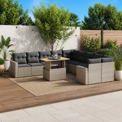 11-Piece Modular Garden Sofa Set - Grey