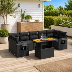 Compact 8 Piece Outdoor Sofa Set with Adjustable Features
