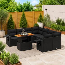 Get Comfortable with 9 Piece Black Garden Sofa Set