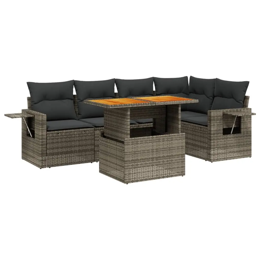 Garden Sofa Set 6 Piece Outdoor Furniture Grey Poly Rattan Patio Seating
