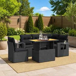 Compact and Functional 6-Piece Black Garden Sofa Set
