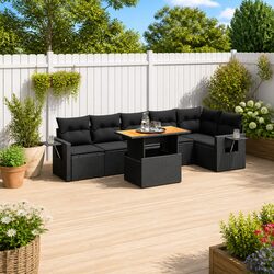 7 Piece Garden Sofa Set Outdoor Furniture Patio Sectional with Cushions Black