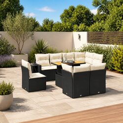 9 Piece Modular Garden Sofa Set with Adjustable Table
