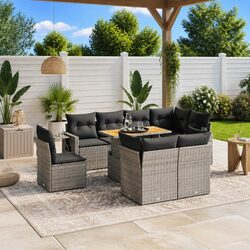 9 Piece Grey Garden Sofa Set