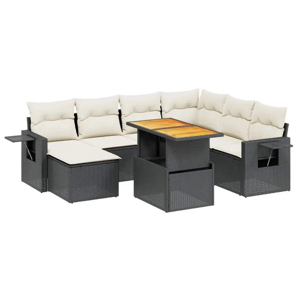 Garden Sofa Set 8 Piece Outdoor Furniture Patio Black Poly Rattan Modular Lounge
