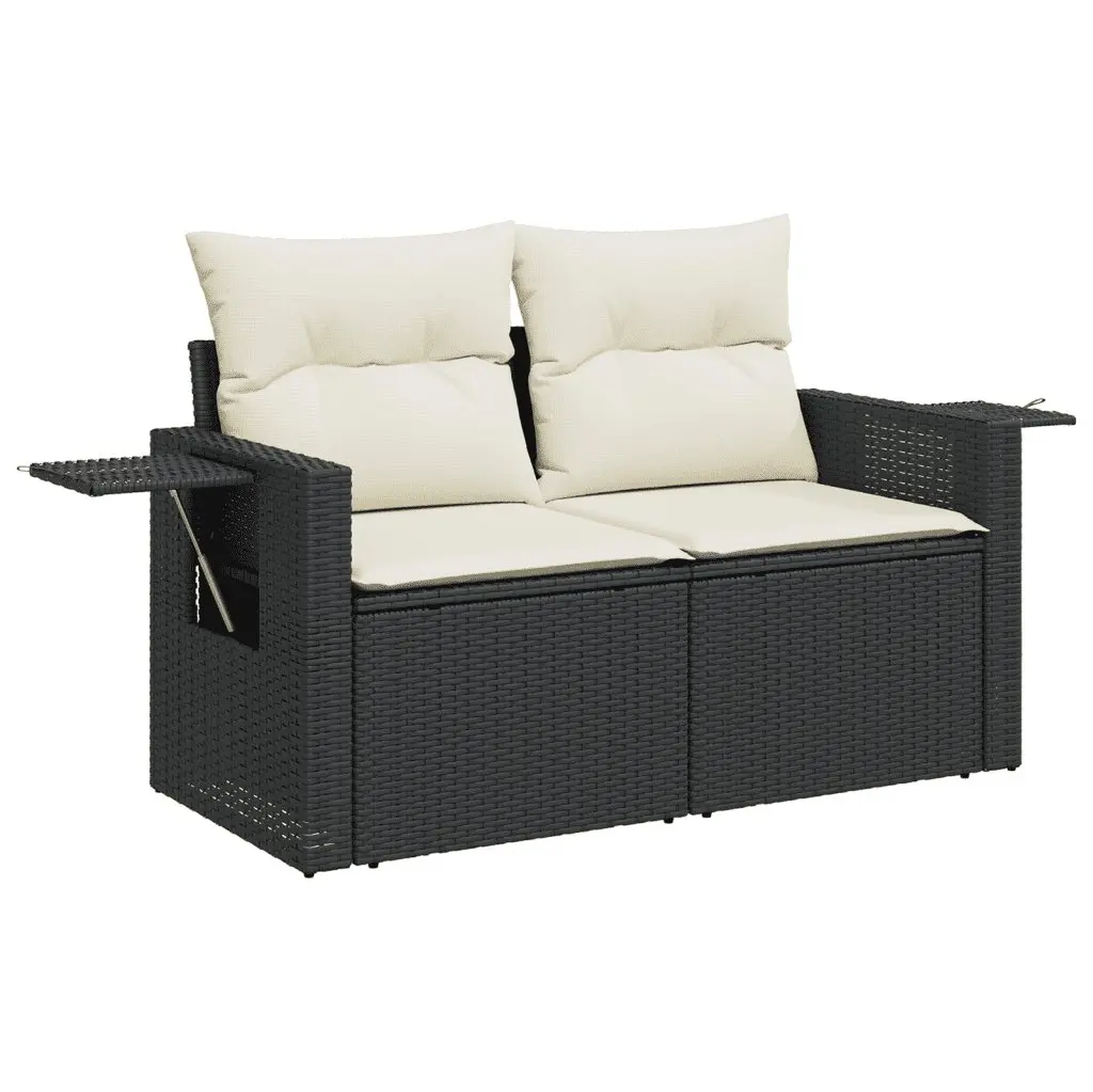Garden Sofa Set 10 Piece Outdoor Furniture Black Poly Rattan Patio Seating