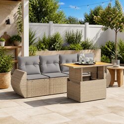 5 Piece Garden Sofa Set with Adjustable Table