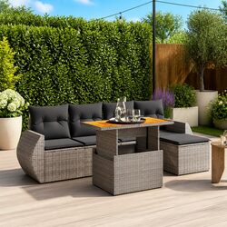 6 Piece Garden Sofa Set with Adjustable Tabletop