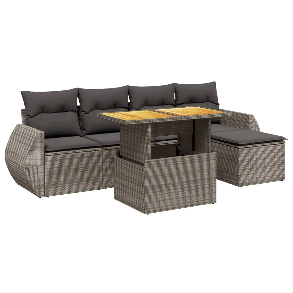 6 Piece Garden Sofa Set with Adjustable Tabletop