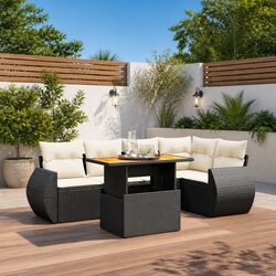 Compact 6-Piece Outdoor Sofa Set with Table