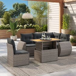 6 Piece Garden Sofa Set for Outdoors