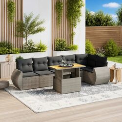 Compact 7-Piece Garden Sofa Set with Cushions