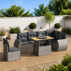 7 Piece Grey Poly Rattan Sofa Set: Comfort in Your Garden