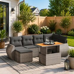 Compact and Elegant 7 Piece Garden Sofa Set