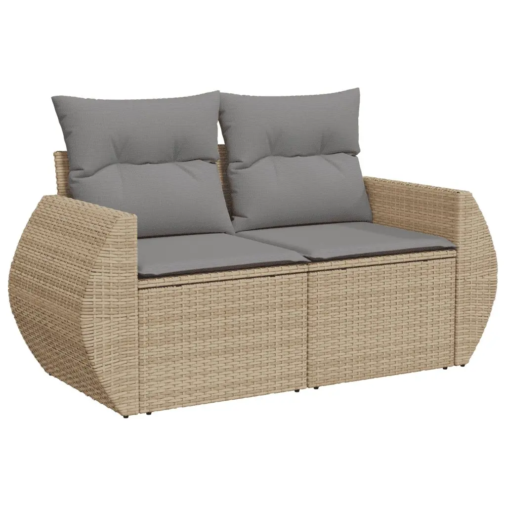 Garden Sofa Set 10 Piece Outdoor Furniture Beige Poly Rattan Modular Patio