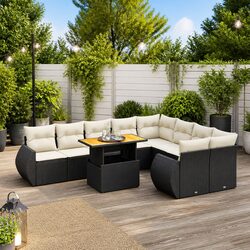 10 Piece Outdoor Sofa Set with Adjustable Tabletop