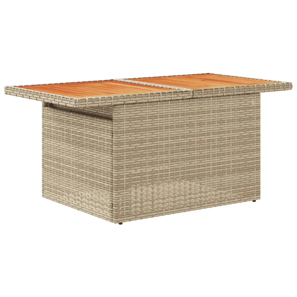 Garden Sofa Set 10 Piece Outdoor Furniture with Cushions Beige Poly Rattan