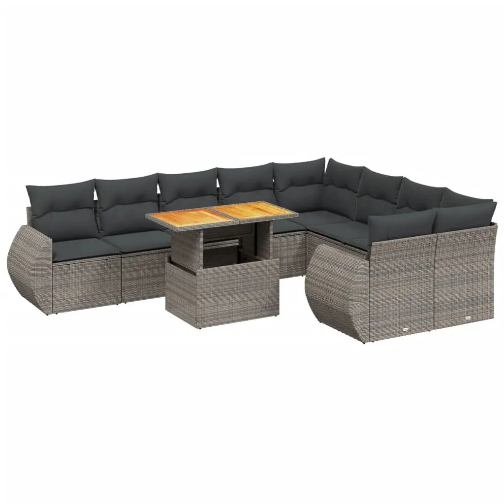 Garden Sofa Set 10 Piece Outdoor Furniture Grey Poly Rattan Modular Patio Lounge