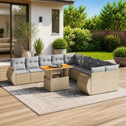 Compact 11-Piece Garden Sofa Set with Cushions