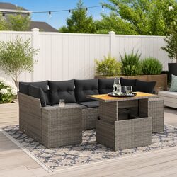 7 Piece Garden Sofa Set with Cushions - Practical Outdoor Seating
