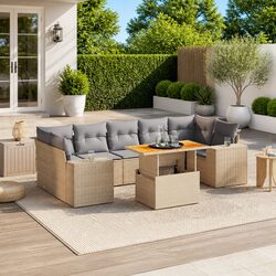 8-Piece Modular Outdoor Sofa Set in Beige Rattan