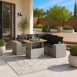 Chic 6-Piece Outdoor Sofa Set with Cushions in Grey