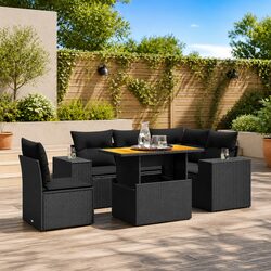 6 Piece Garden Sofa Set with Cushion Covers