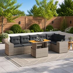 Concise 7 Piece Garden Sofa Set with Cushions