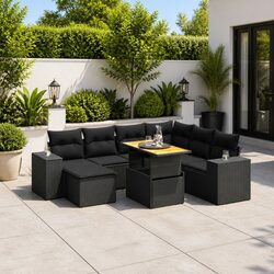 Compact 8-Piece Poly Rattan Garden Sofa Set