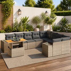 Compact and Stylish 10-Piece Grey Outdoor Sofa Set