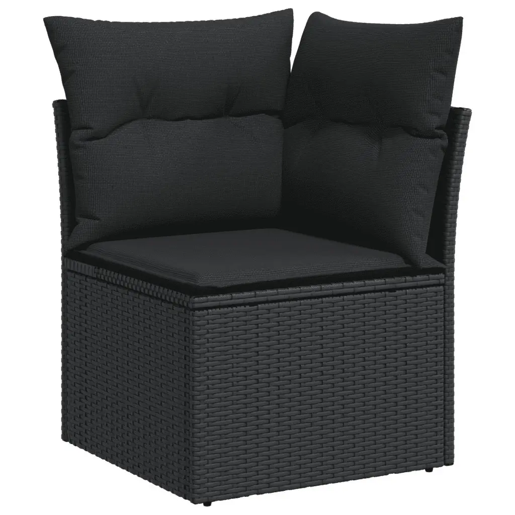 Garden Sofa Set 11 Piece Outdoor Furniture Black Poly Rattan Modular Patio